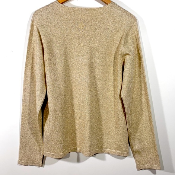 J.McLAUGHLIN SPARKLING GOLD CREW NECK SWEATER MEDIUM - Picture 3 of 13